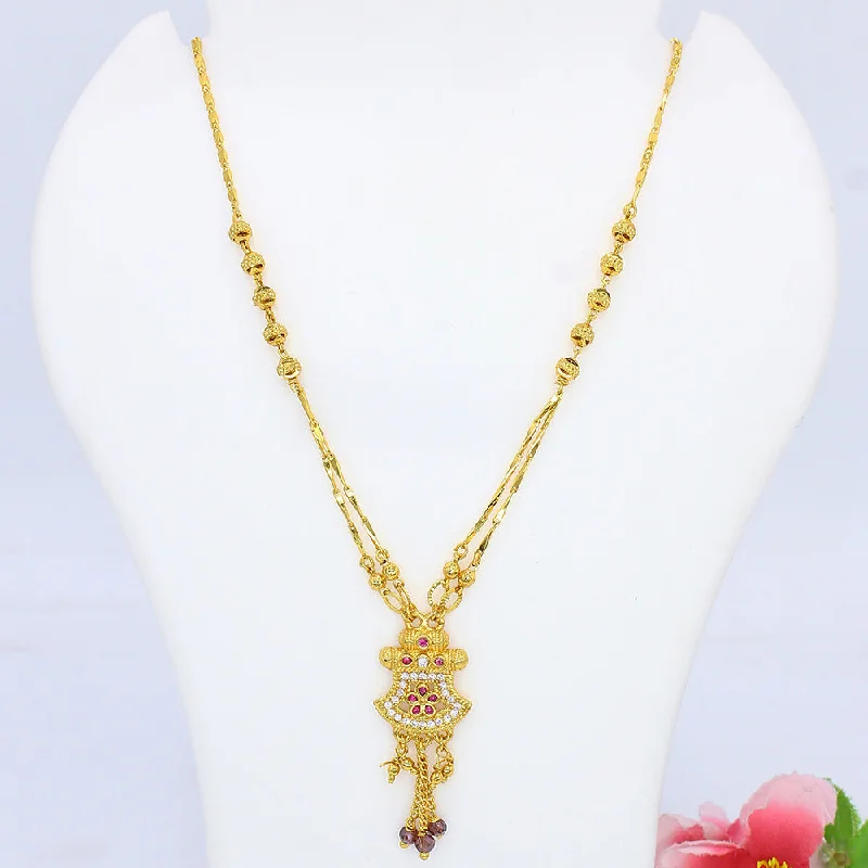 women’s oval pendant necklaces-women’s oval pendant necklaces-Mahavir Gold Plated Necklace (Assorted Design)