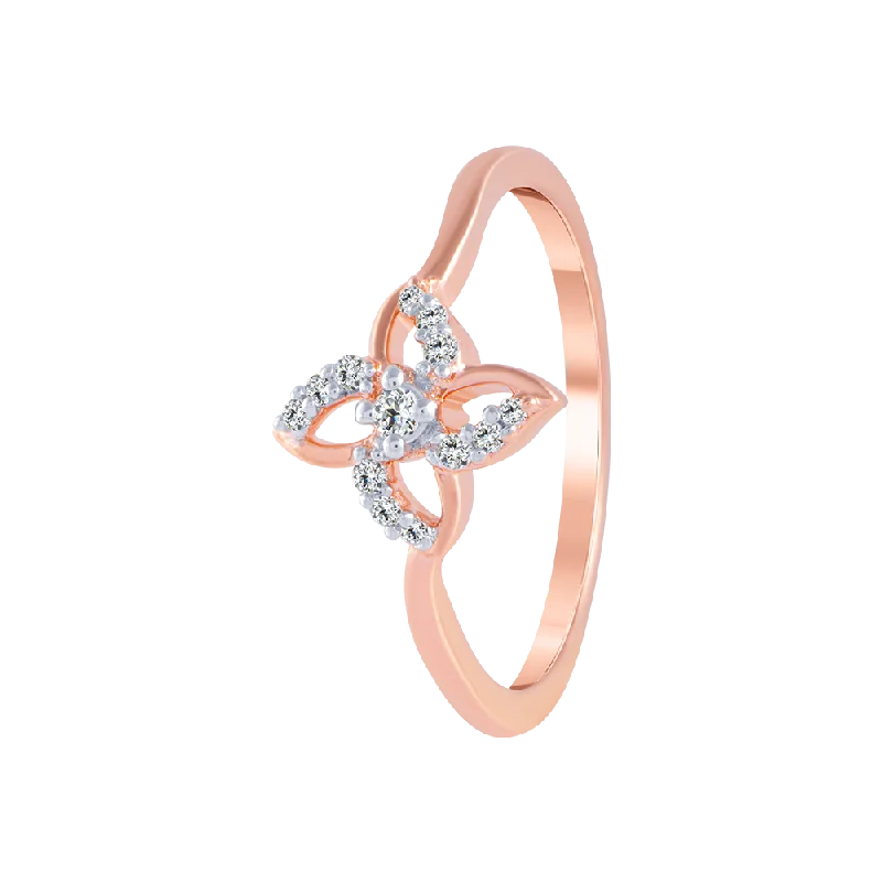 women’s black diamond rings-18KT (750) Rose Gold And Diamond Ring For Women