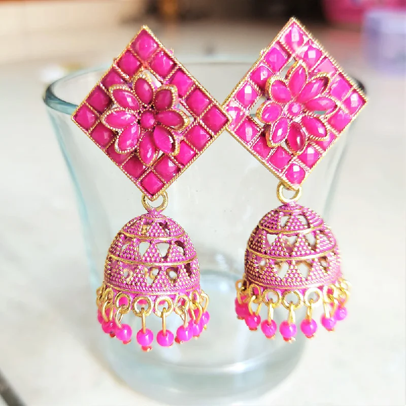 women’s luxury diamond earrings-H K Fashion Gold Plated Jhumki Earings