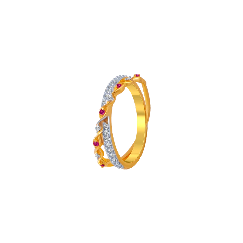 women’s opal rings-14KT (585) Yellow Gold And American Diamond Ring For Women