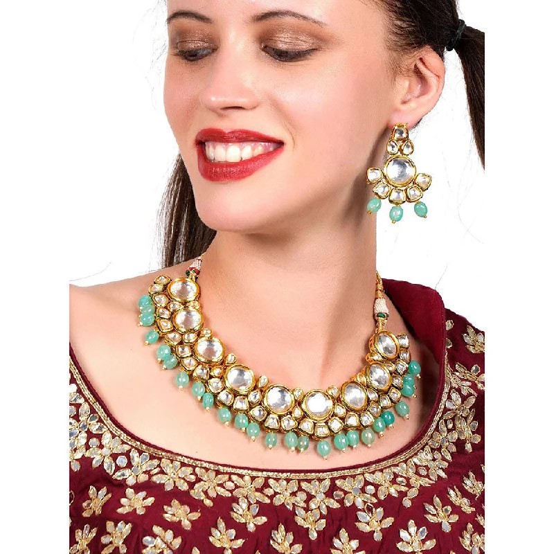 women’s butterfly-shaped necklaces-women’s butterfly-shaped necklaces-Odette Ethnic heavy semiprecious kundan & enameled necklace with earrings!