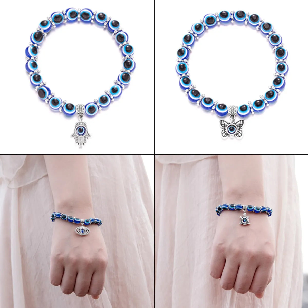 women’s matching bracelets-Fashion Eye Alloy Resin Beaded Unisex Bracelets