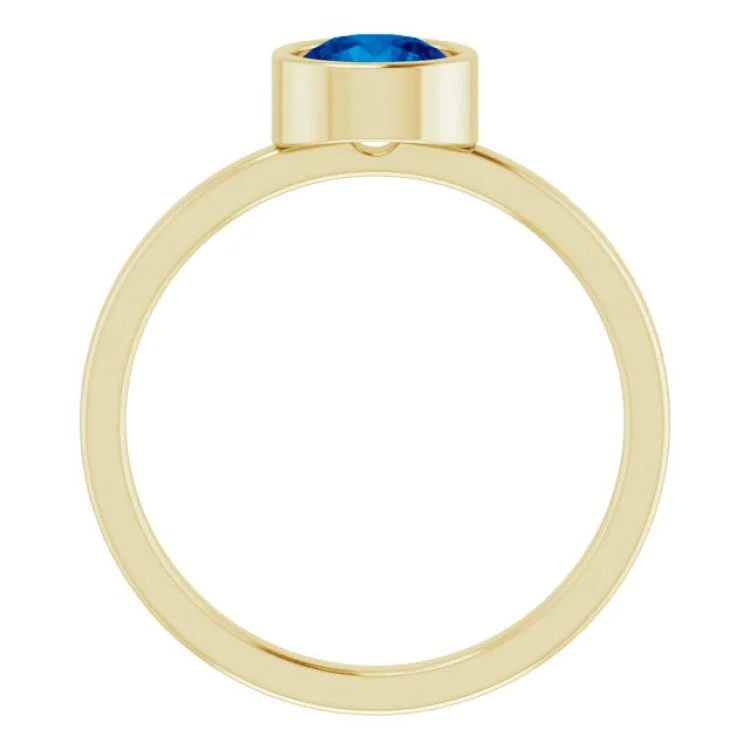 women’s flower rings-women’s flower rings-14K Yellow 6 mm Lab-Grown Blue Sapphire Ring