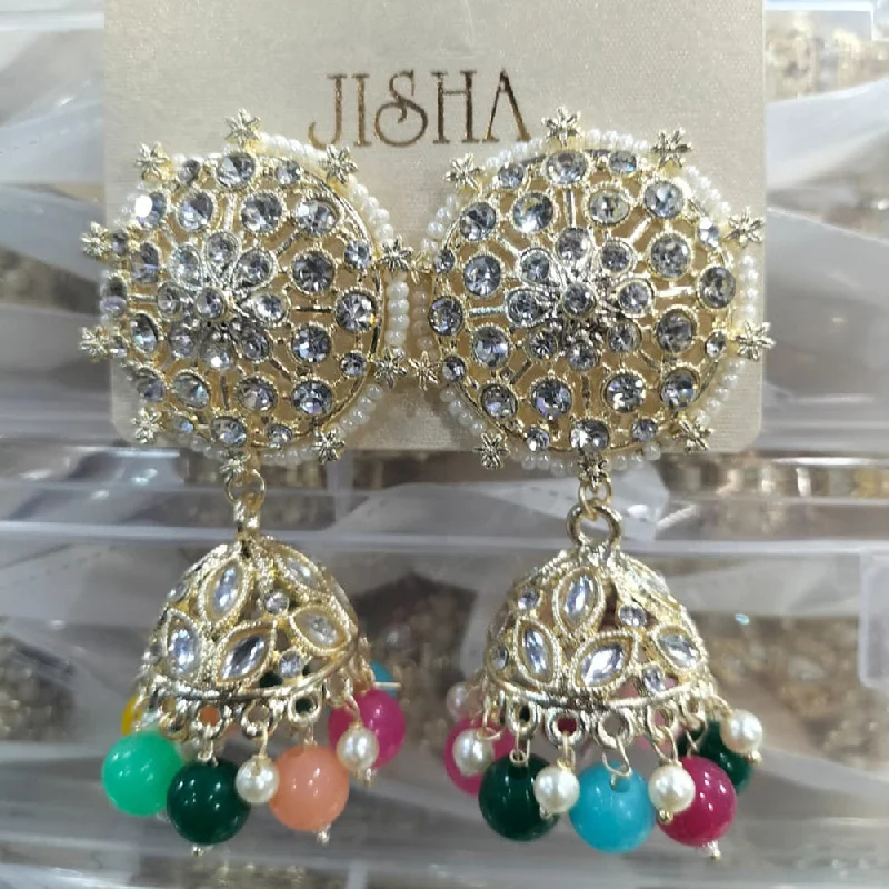 women’s flower earrings-Manisha Jewellery Gold Plated Austrain Stone  Jhumki Earrings