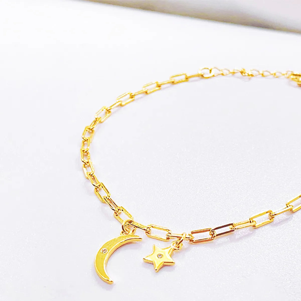 women’s engraved bangles set-Sterling Silver Gold Plated Cute Simple Style Classic Style Star Moon Plating Inlay Zircon Bracelets