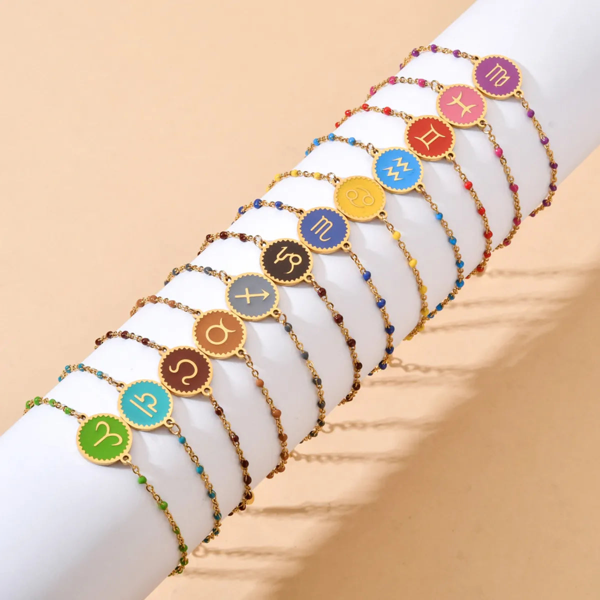 women’s luxury cuff bracelets-Simple Style Constellation Stainless Steel Enamel Plating Bracelets