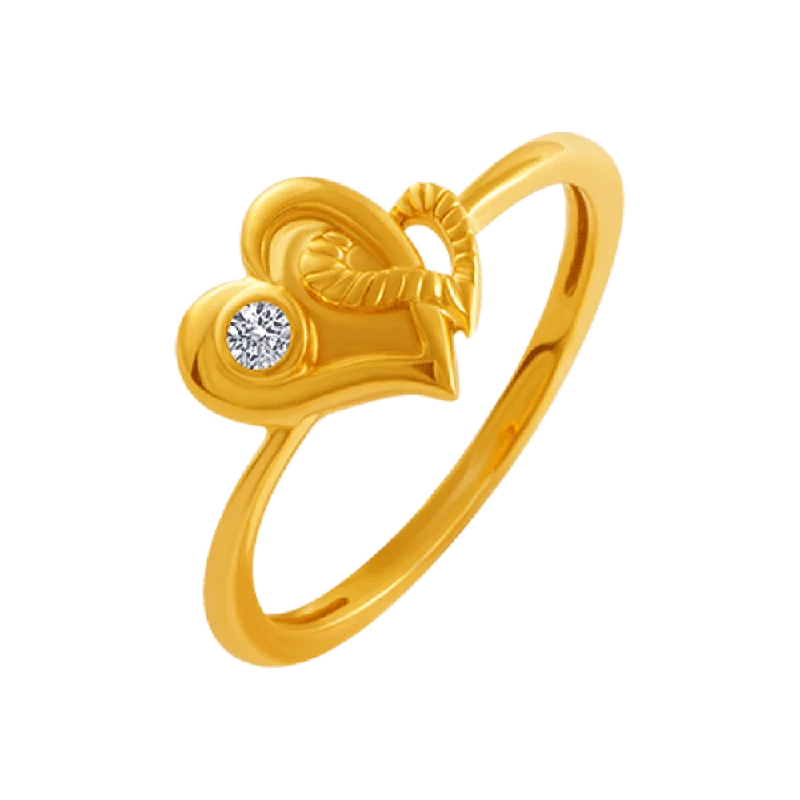 women’s diamond rings-14KT (585) Yellow Gold And American Diamond Ring For Women