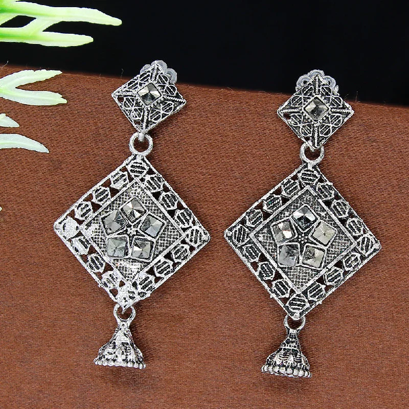 women’s sterling silver hoop earrings-Mahavir Oxidised Plated Dangler Earrings