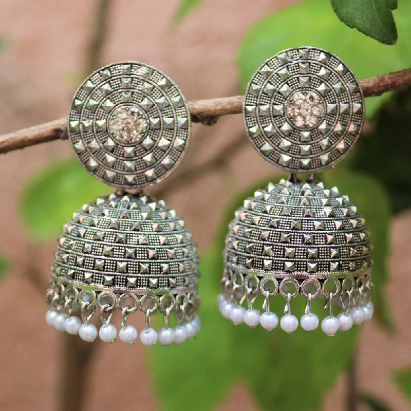 women’s diamond earrings-H K Fashion Oxidised Plated Jhumki Earrings