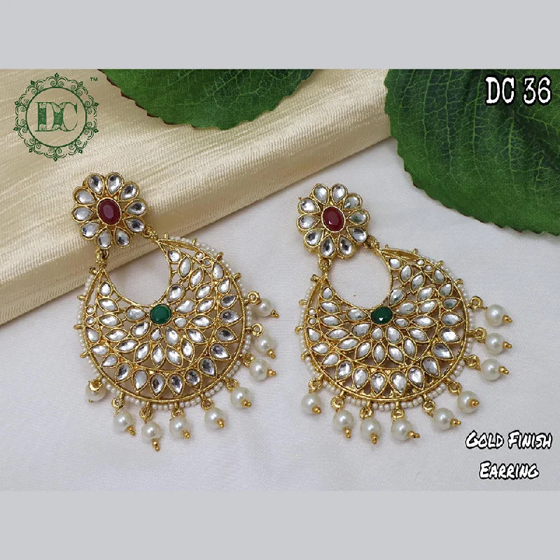 women’s statement crystal earrings-Diksha Collection Gold Plated Dangler Earrings