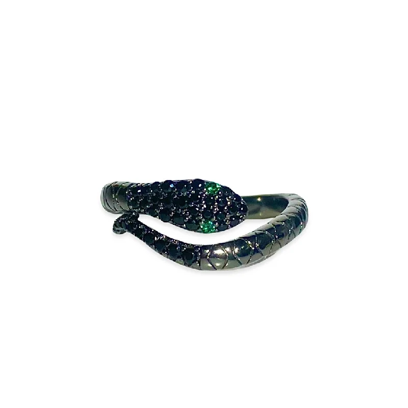 women’s radiant-cut rings-women’s radiant-cut rings-Black Snake Emerald Ring