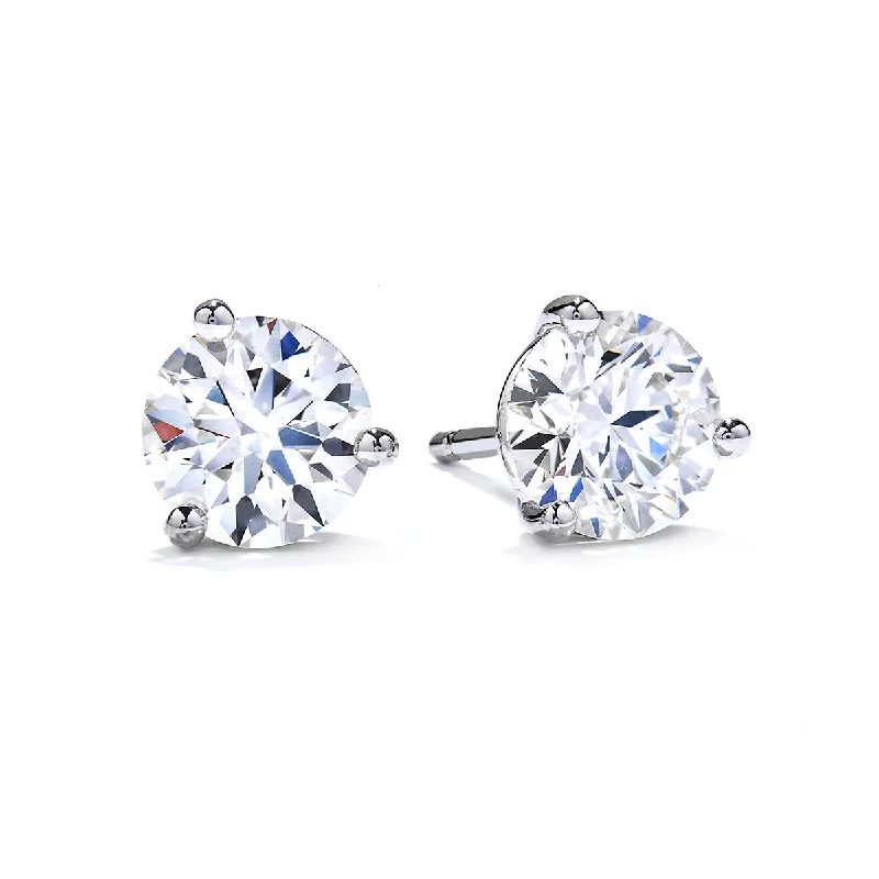 women’s luxury stud earrings-1.448ct Hearts On Fire Round Brilliant Diamonds HOF Stud Earrings in 18K White Gold