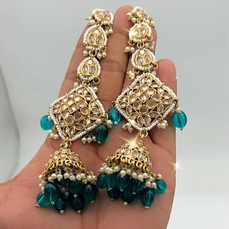 women’s gemstone earrings-India Art Crystal Stone Kanchain Jhumki Earrings