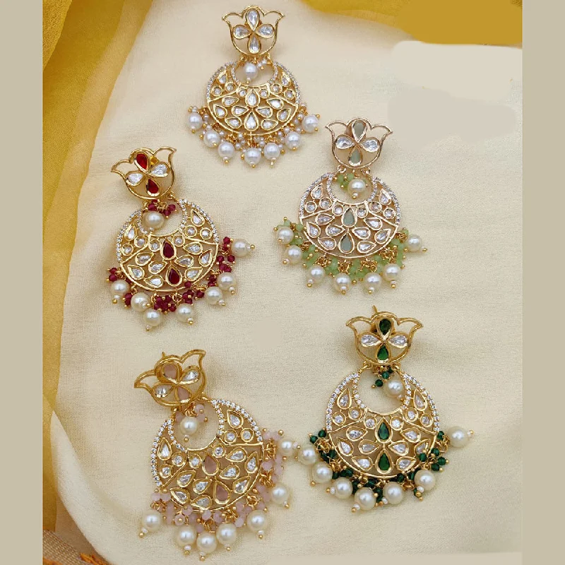 women’s luxury diamond earrings-Jewel Addiction Gold Plated Kundan Dangler Earrings