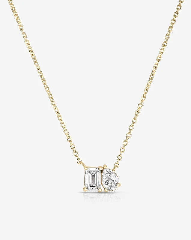 women’s wedding necklaces-women’s wedding necklaces-Toi et Moi Diamond Pendant Necklace