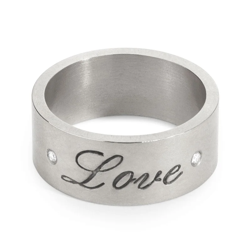 women’s celestial rings-women’s celestial rings-8mm Silver Love Standard Ring