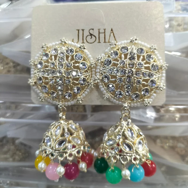 women’s birthstone earrings-Manisha Jewellery Gold Plated Austrain Stone  Jhumki Earrings