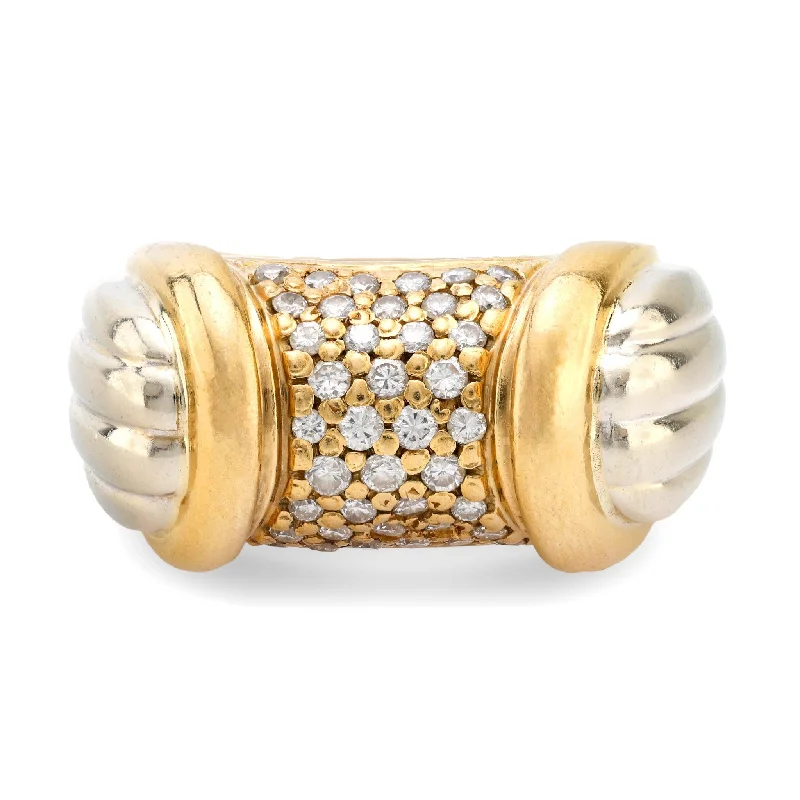 women’s sophisticated rings-French vintage 18k white and yellow gold diamond ring