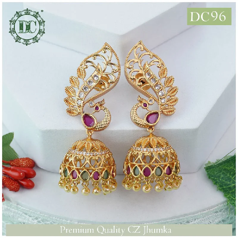 women’s charm earrings-Diksha Collection Gold Plated Pota Stone Jhumki Earrings