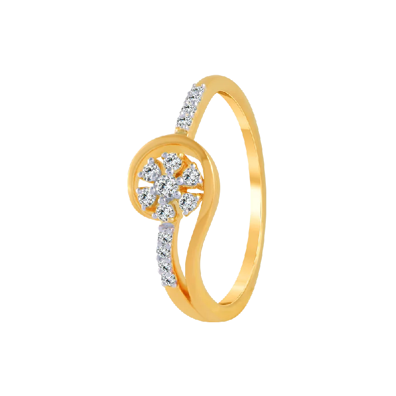 women’s platinum rings-18KT (750) Yellow Gold And Diamond Ring For Women