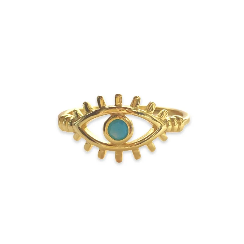 women’s chunky fashion rings-women’s chunky fashion rings-Evil Eye Turquoise Lash Ring