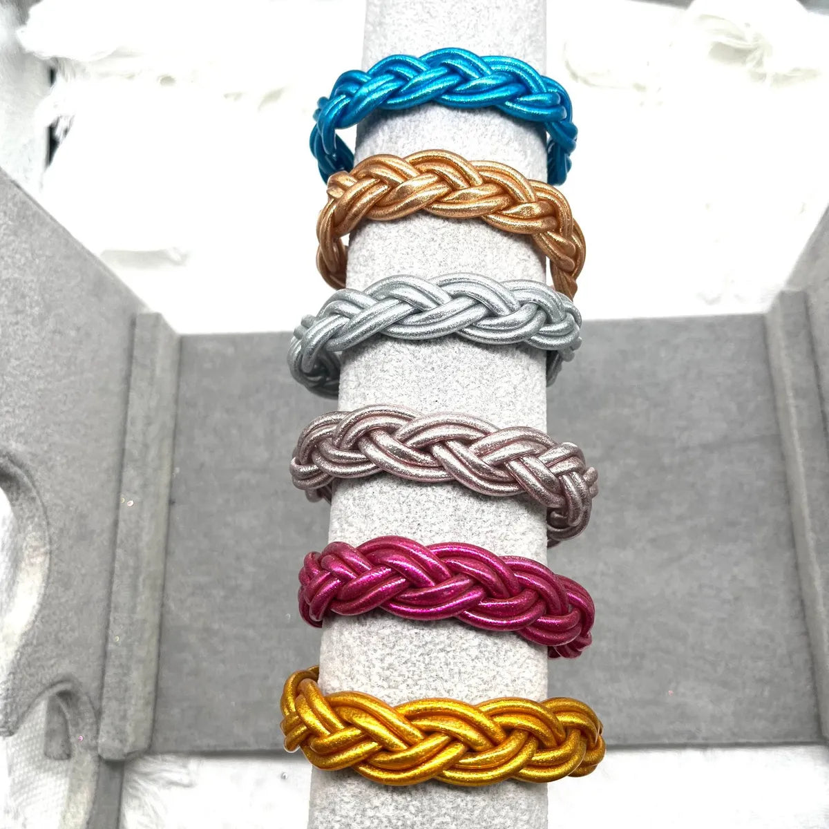 women’s bangle bracelets-Simple Style Solid Color Silica Gel Braid Unisex Wristband