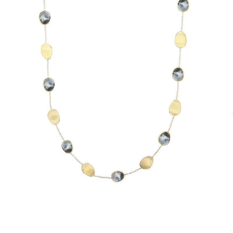 women’s romantic gold necklaces-women’s romantic gold necklaces-18K Yellow Gold Black Mother of Pearl Short Necklace