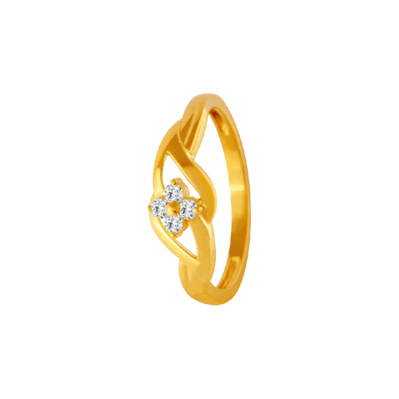 women’s sophisticated rings-22KT Yellow Gold And American Diamond Ring For Women