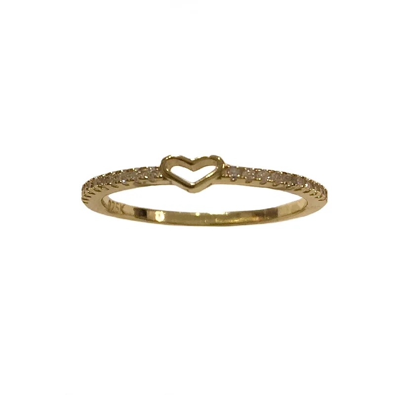 women’s infinity rings-women’s infinity rings-Tiny Heart Outline Partial Pave Ring