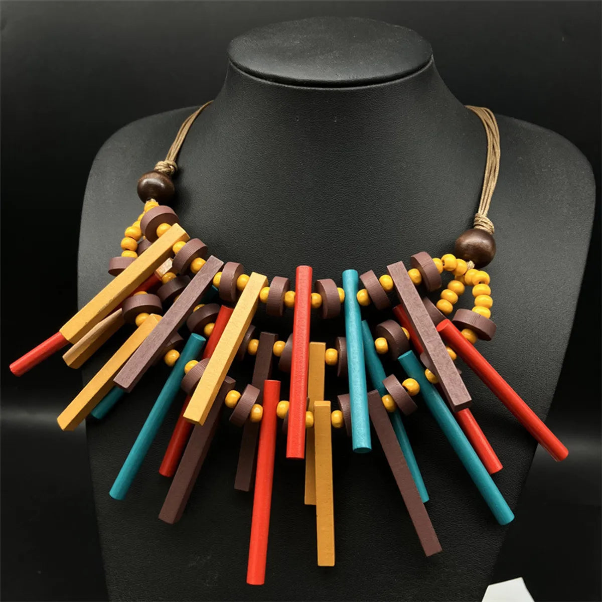 women’s multi-strand bracelets-Bohemian Geometric Colorful Wood Wholesale Necklace