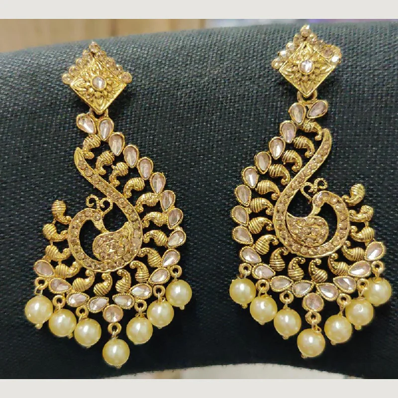 women’s rose gold earrings-Shreeji Gold Plated Dangler Earrings