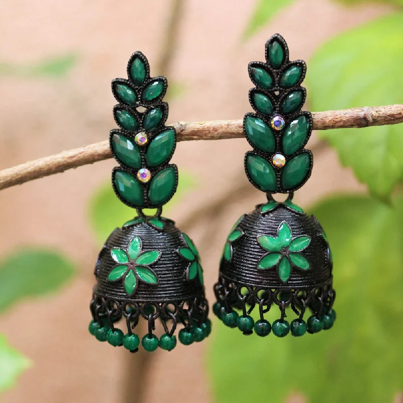 women’s geometric drop earrings-H K Fashion Black Plated Jhumki Earrings