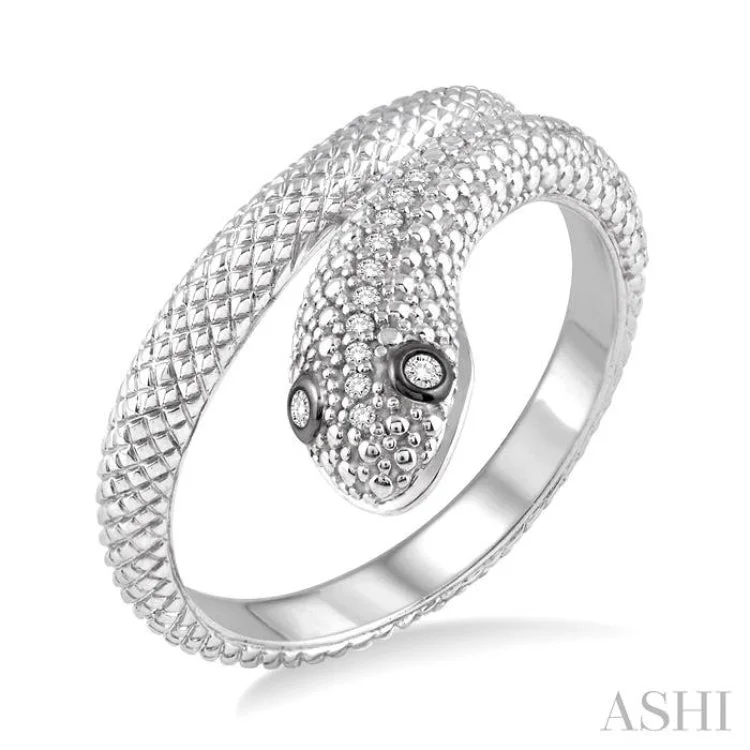 women’s luxury diamond rings-women’s luxury diamond rings-1/20 Ctw Round Cut Diamond Snake Ring in Sterling Silver