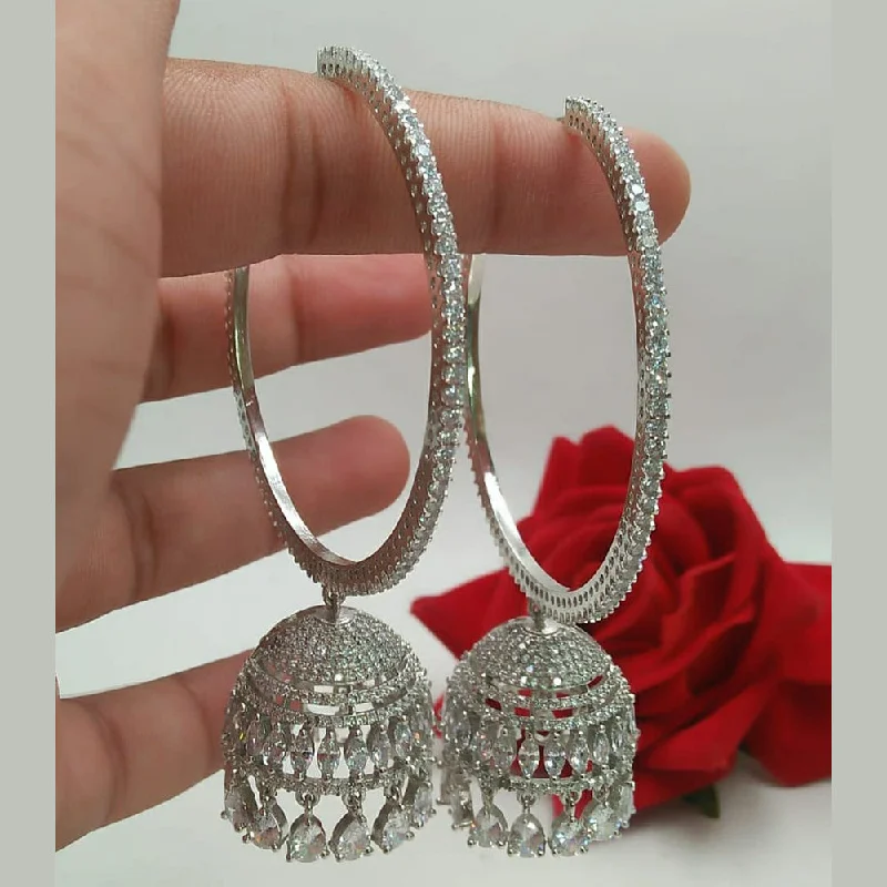 women’s chic drop earrings-Manisha Jewellery Silver Plated AD Stone Jhumki Earrings