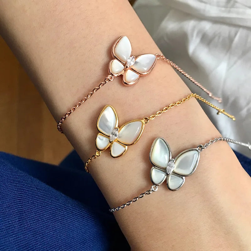 women’s celestial bangles-Copper 18K Gold Plated Commute Butterfly Plating Bracelets