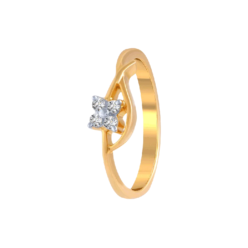 women’s trendy rings-18KT (750) Yellow Gold And Diamond Ring For Women