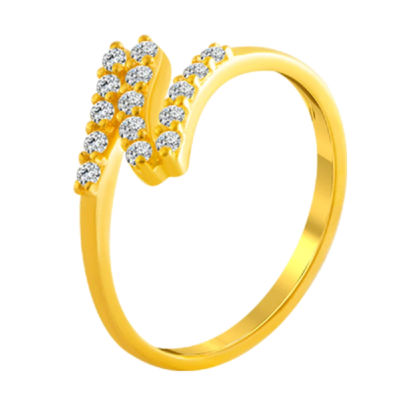 women’s luxury rings-22KT Yellow Gold And American Diamond Ring For Women