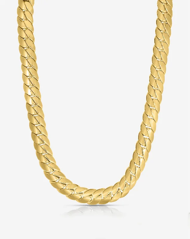 women’s layered pendant necklaces-women’s layered pendant necklaces-Gold Flat Chain Necklace