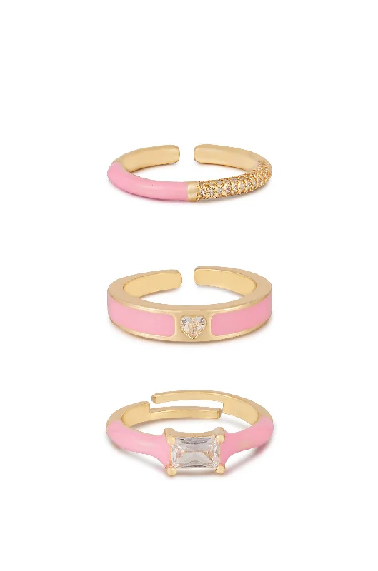 women’s custom rings-women’s custom rings-Pink Ladies Ring Set