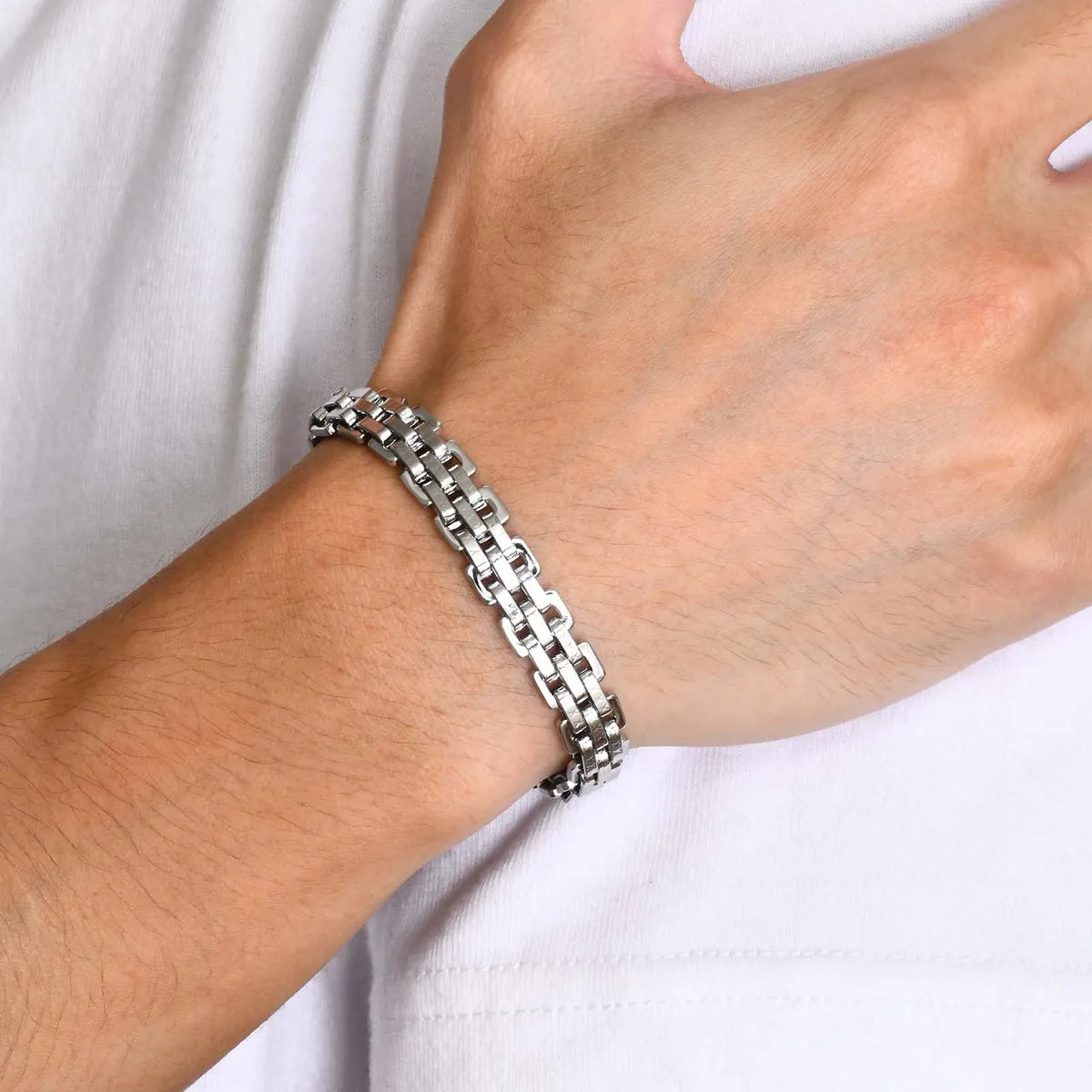 women’s silver bracelets-Punk Simple Style Solid Color 201 Stainless Steel Men'S Bracelets