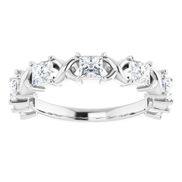 women’s chunky fashion rings-women’s chunky fashion rings-Platinum 1 1/8 CTW Natural Diamond Anniversary Band