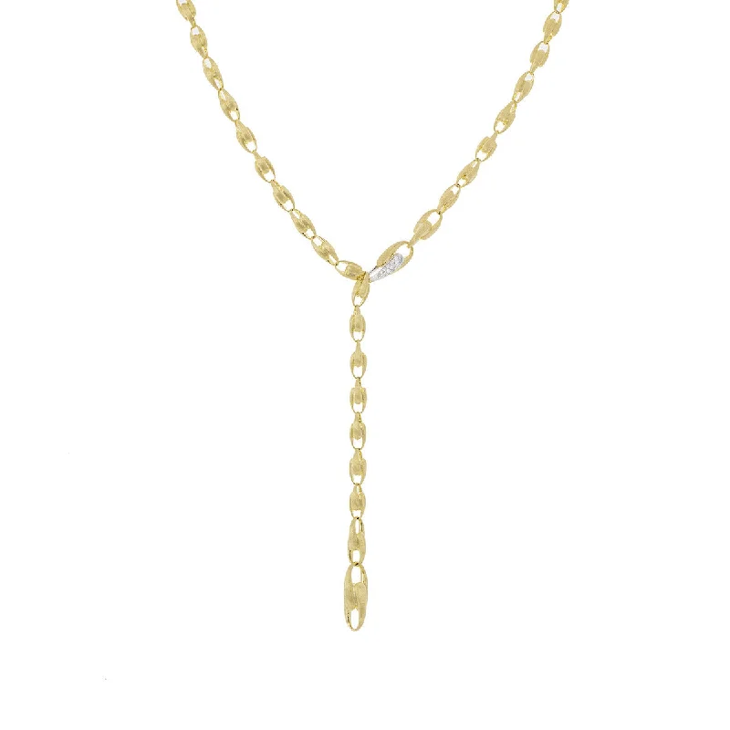 women’s bridal necklaces-women’s bridal necklaces-18K Yellow Gold and Diamond Lariat Necklace