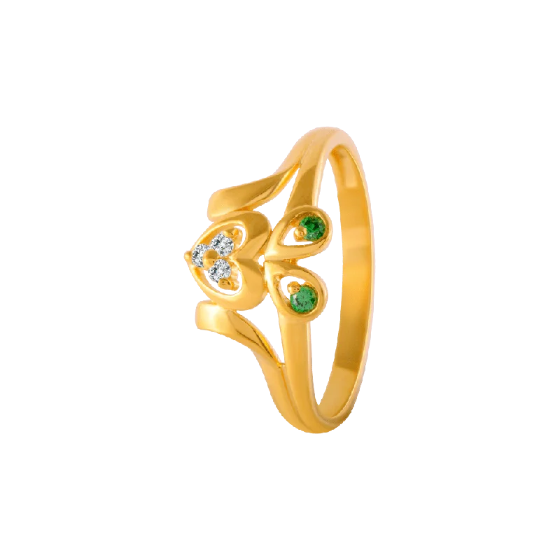 women’s luxury gemstone rings-22KT Yellow Gold And American Diamond Ring For Women