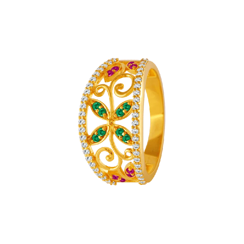 women’s geometric rings-22KT Yellow Gold And American Diamond Ring For Women