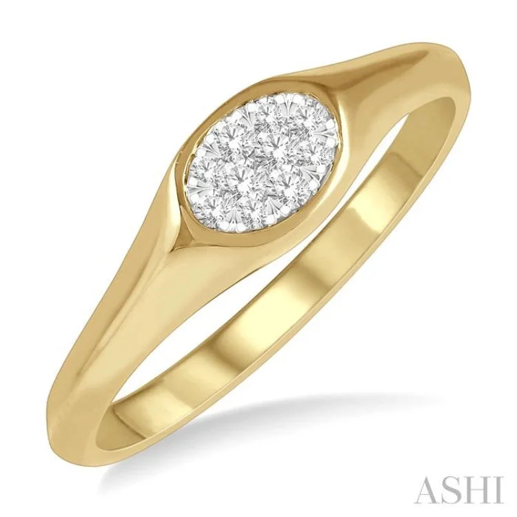 women’s anniversary rings-1/8 ctw Oval Shape Lovebright Diamond Ring in 14K Yellow And White Gold