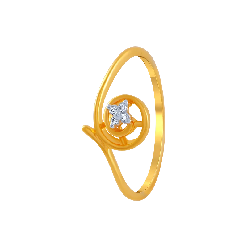 women’s luxury diamond rings-14KT (585) Yellow Gold And American Diamond Ring For Women