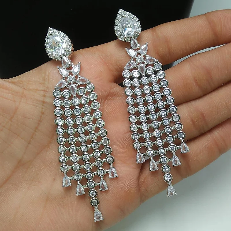 women’s geometric drop earrings-Manisha Jewellery Silver Plated AD Stone Dangler Earrings