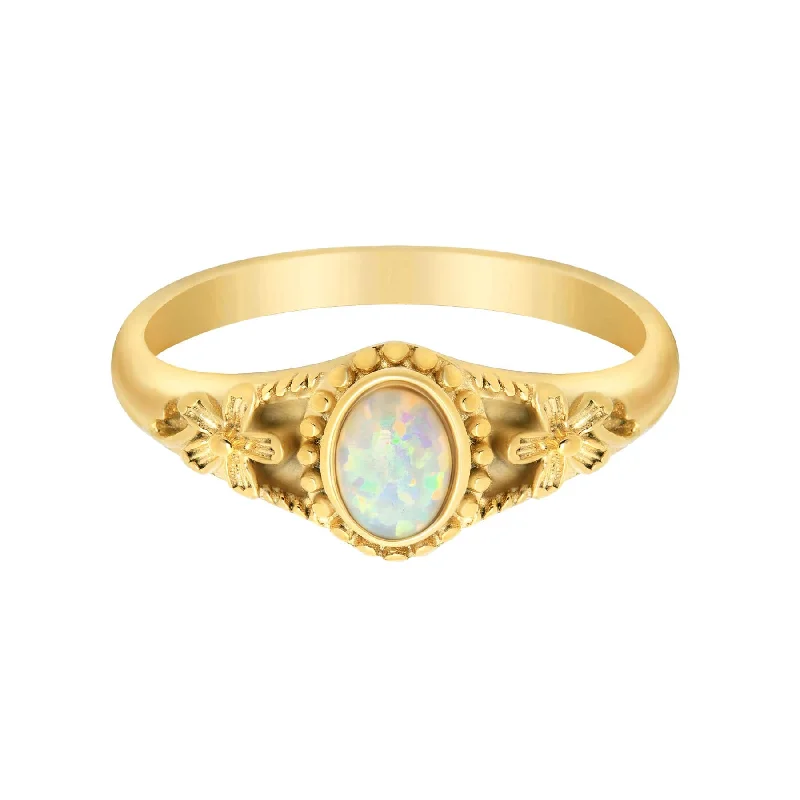 women’s twist rings-women’s twist rings-Petal Opal Ring