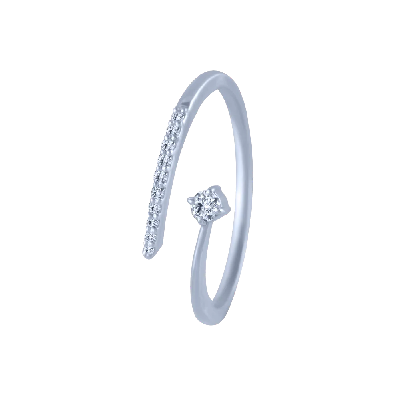 women’s plain rings-18k (750) White Gold And Diamond Ring For Women