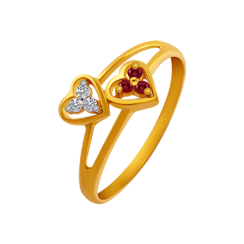 women’s fashion rings-14KT (585) Yellow Gold And American Diamond Ring For Women